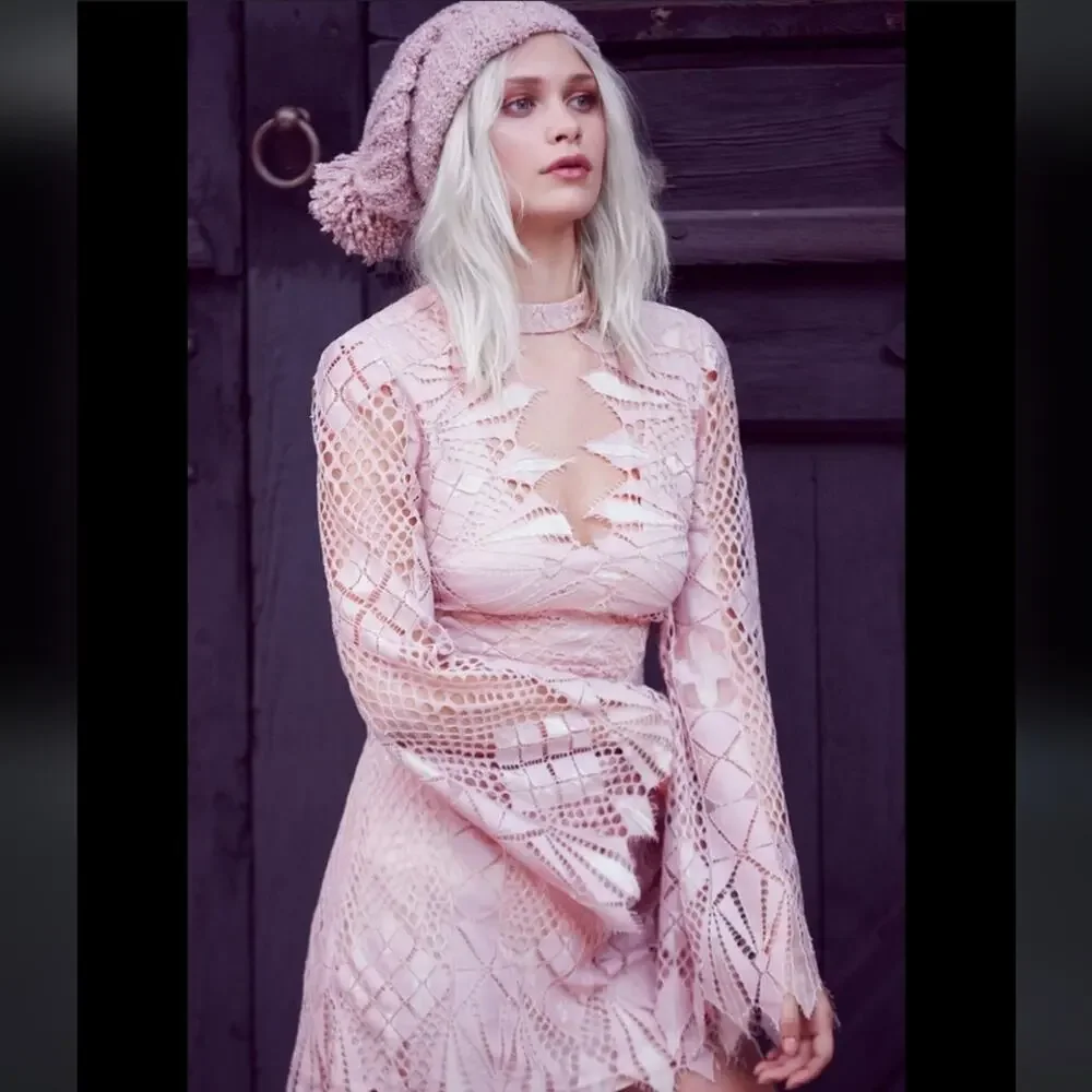 Free People Long Sleeve Size 0 Mini Dress